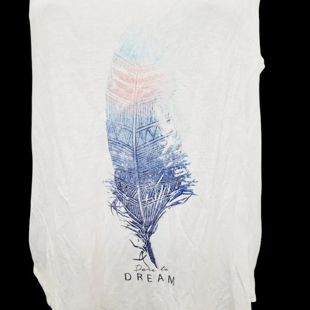2/$20 Ardene White Feather Graphic Tank Top Size: M - Picture 4 of 8